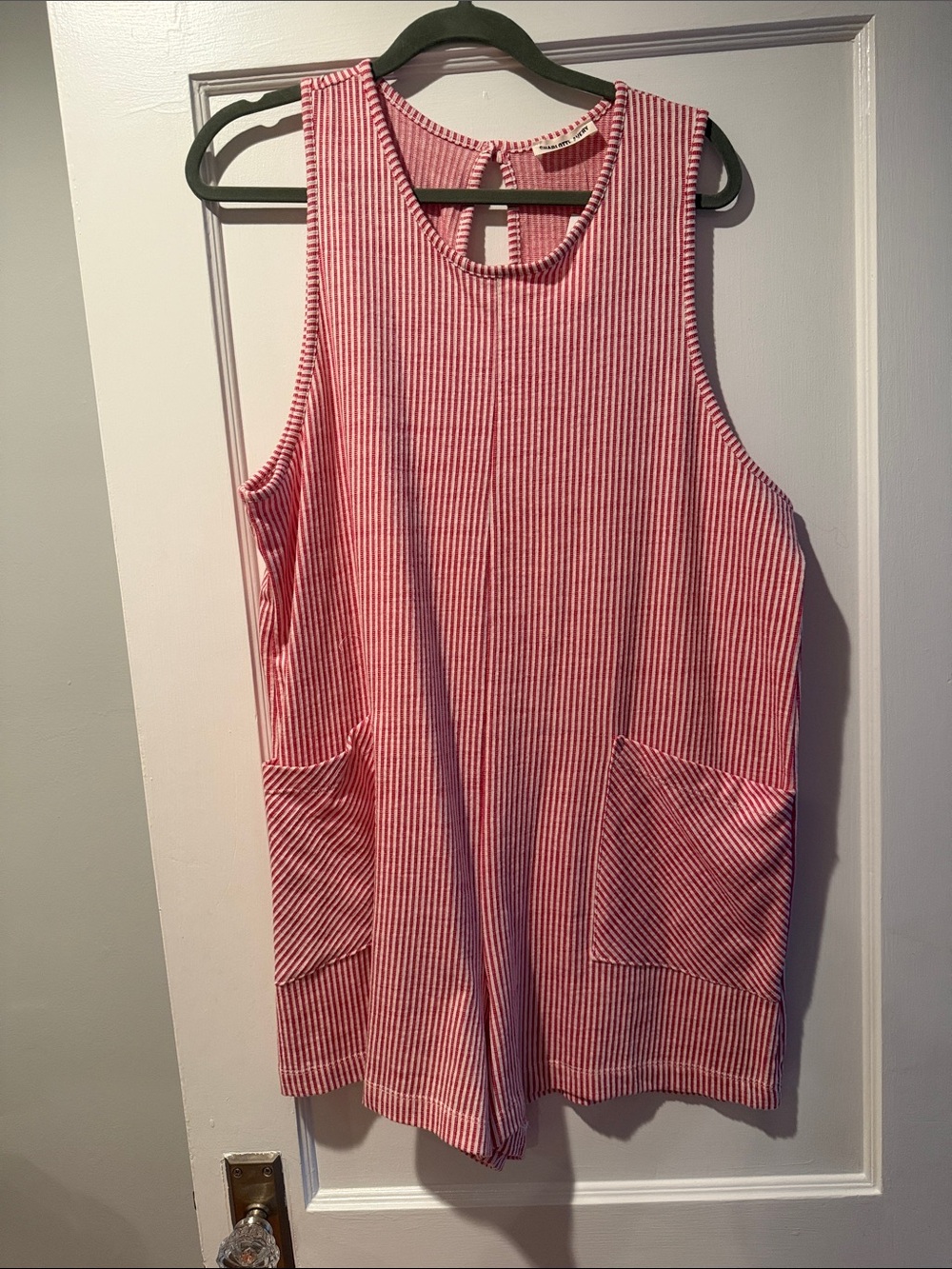 Charlotte Avery Red and White striped Romper Size L NWT